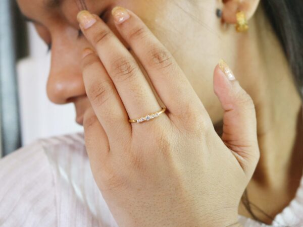 Real Diamond 18k Yellow Gold Minimalist Dainty Engagement Ring - Image 4