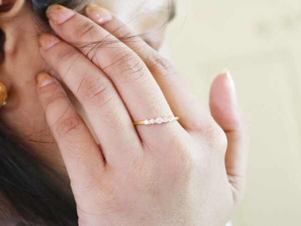 Real Diamond 18k Yellow Gold Minimalist Dainty Engagement Ring - Image 3