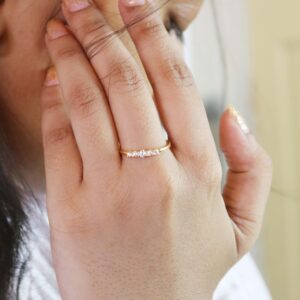 Real Diamond 18k Yellow Gold Minimalist Dainty Engagement Ring