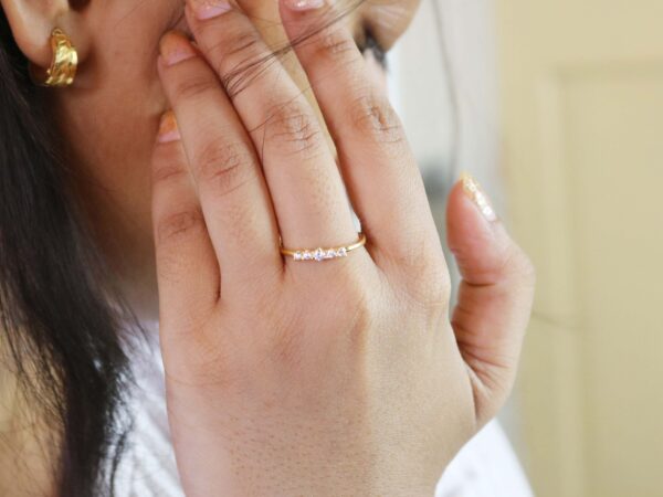 Real Diamond 18k Yellow Gold Minimalist Dainty Engagement Ring