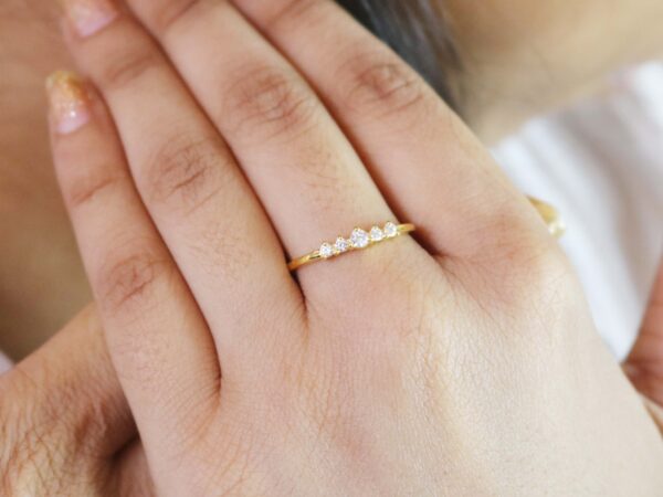 Real Diamond 18k Yellow Gold Minimalist Dainty Engagement Ring - Image 2
