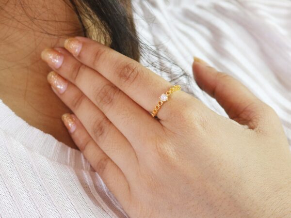 Real Diamond 18k Solid Yellow Gold Dainty Engagement Ring For Her - Image 4