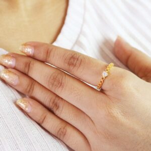 Real Diamond 18k Solid Yellow Gold Dainty Engagement Ring For Her