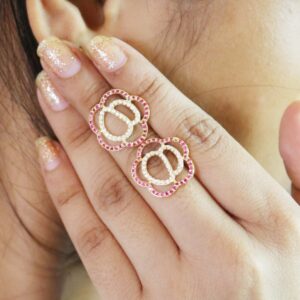 Natural Ruby 14k Yellow Gold With Real Diamond Stud Earrings