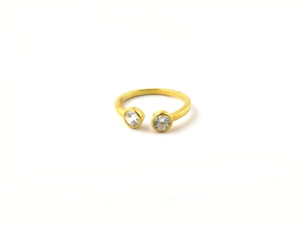 Moissanite Two Gemstone 14k Solid Yellow Gold Stacking Promise Ring - Image 8