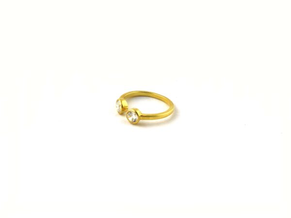 Moissanite Two Gemstone 14k Solid Yellow Gold Stacking Promise Ring - Image 10