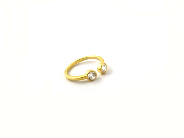 Moissanite Two Gemstone 14k Solid Yellow Gold Stacking Promise Ring - Image 5
