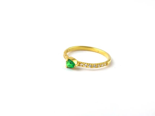 Natural Emerald With Real Diamond 14k Yellow Gold Minimalist Ring For Her - Image 8