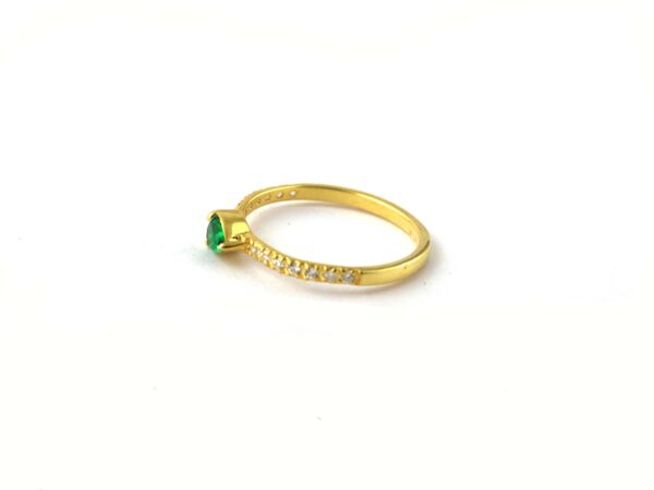 Natural Emerald With Real Diamond 14k Yellow Gold Minimalist Ring For Her - Image 6