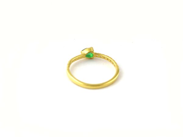 Natural Emerald With Real Diamond 14k Yellow Gold Minimalist Ring For Her - Image 9