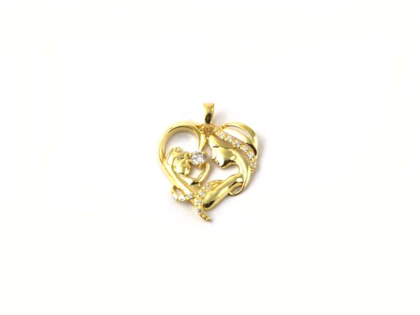 14k Solid Yellow Gold Natural Diamond Mother & Child Pendant Necklace Gift - Image 8