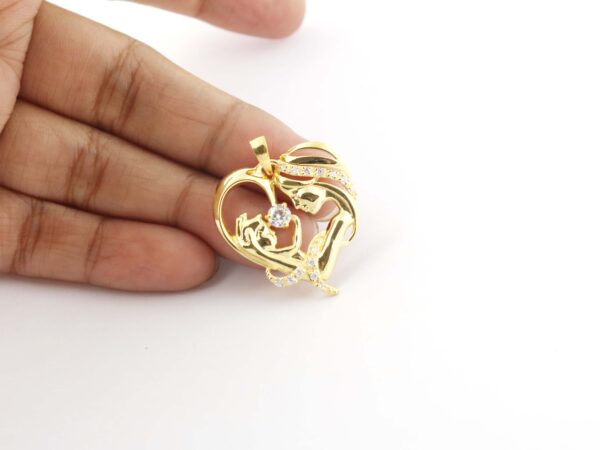 14k Solid Yellow Gold Natural Diamond Mother & Child Pendant Necklace Gift - Image 9