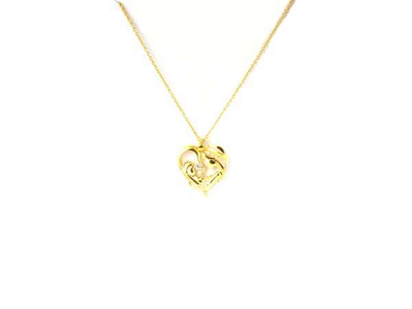 14k Solid Yellow Gold Natural Diamond Mother & Child Pendant Necklace Gift - Image 6
