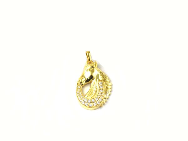 18k Solid Yellow Gold Diamond Horse Shoe Animal Pendant Necklace For Women - Image 7