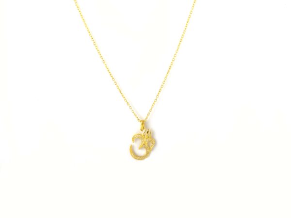 Diamond 14k Solid Gold Om Symbol Charm Necklace Sound of Universe Pendant - Image 9
