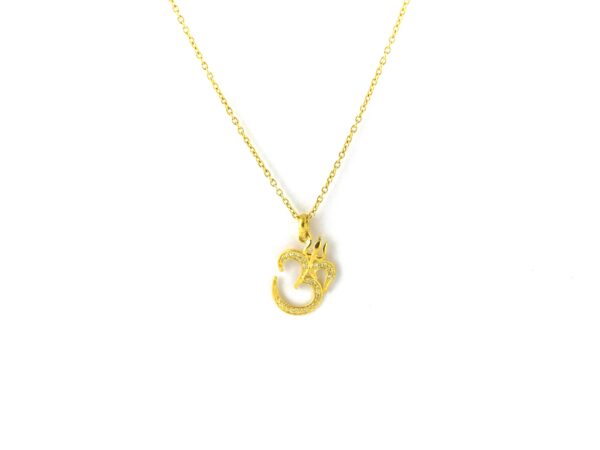 Diamond 14k Solid Gold Om Symbol Charm Necklace Sound of Universe Pendant - Image 6