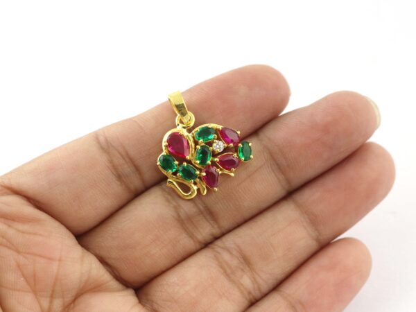 Ruby Emerald 14k Yellow Gold Elephant Animal Lover Pendant Necklace - Image 9