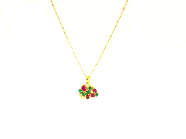 Ruby Emerald 14k Yellow Gold Elephant Animal Lover Pendant Necklace - Image 7