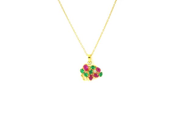 Ruby Emerald 14k Yellow Gold Elephant Animal Lover Pendant Necklace - Image 6