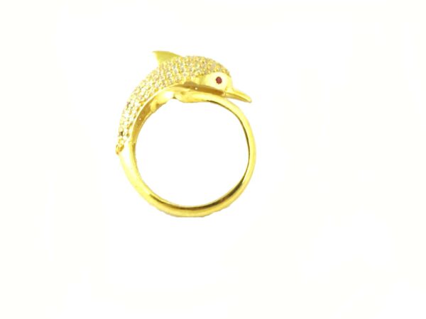 Diamond Dolphin with Ruby Gemstone 14k Yellow Gold Animal Ring Gift - Image 9