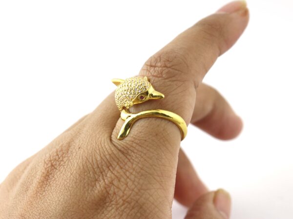 Diamond Dolphin with Ruby Gemstone 14k Yellow Gold Animal Ring Gift - Image 6
