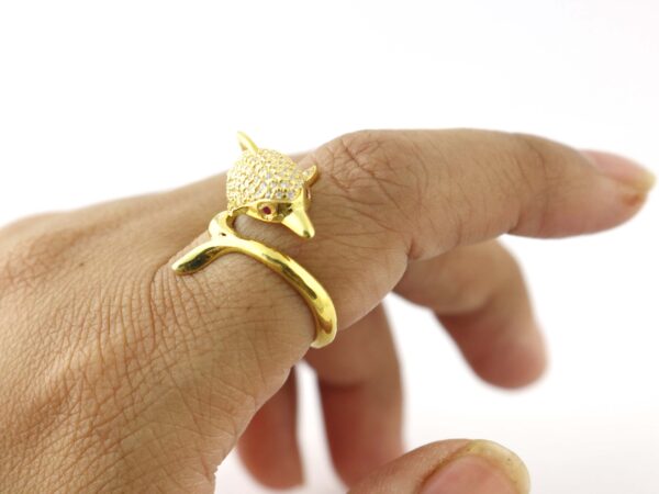 Diamond Dolphin with Ruby Gemstone 14k Yellow Gold Animal Ring Gift - Image 5