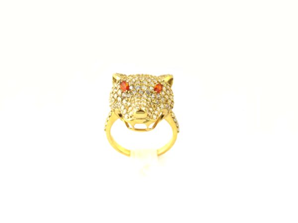 Diamond with Carnelian Panther 14k Solid Yellow Gold Animal Ring Unisex Gift - Image 6