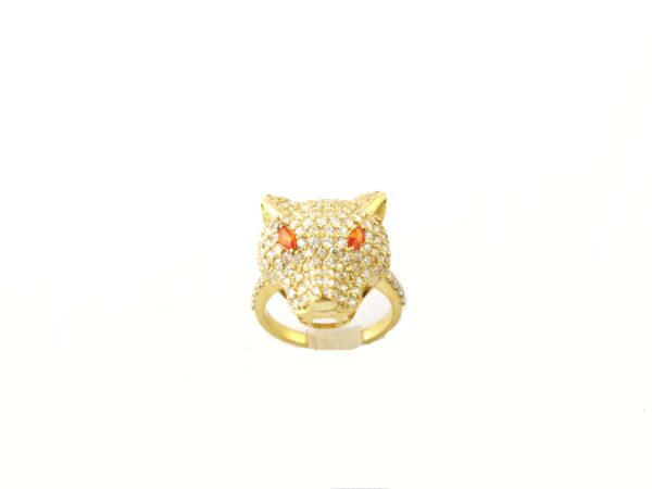 Diamond with Carnelian Panther 14k Solid Yellow Gold Animal Ring Unisex Gift - Image 10
