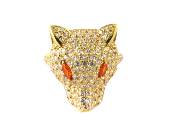 Diamond with Carnelian Panther 14k Solid Yellow Gold Animal Ring Unisex Gift - Image 5