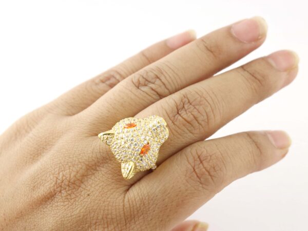 Diamond with Carnelian Panther 14k Solid Yellow Gold Animal Ring Unisex Gift - Image 9