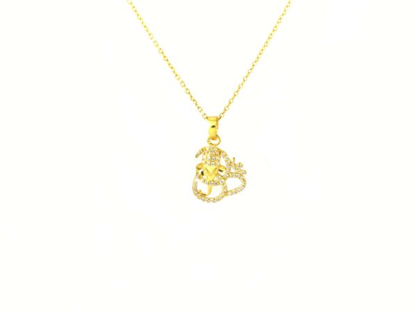 Natural Diamond Om with Ganesha Religious Pendant Necklace Gift For Her - Image 6