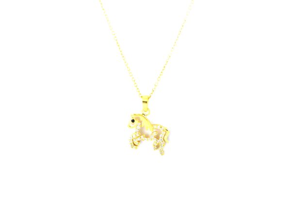 Diamond Horse 14k Solid Yellow Gold Pendant Necklace For Her - Image 7