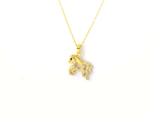 Diamond Horse 14k Solid Yellow Gold Pendant Necklace For Her - Image 6