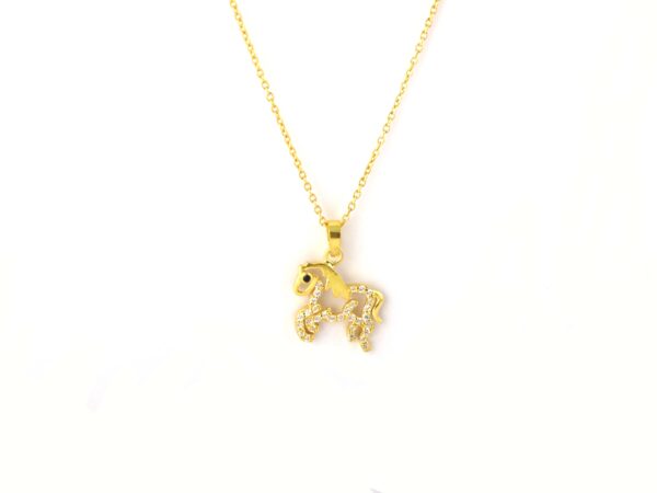 Diamond Horse 14k Solid Yellow Gold Pendant Necklace For Her - Image 5