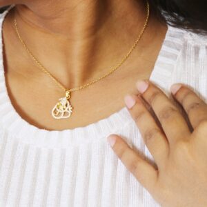 Natural Diamond Om with Ganesha Religious Pendant Necklace Gift For Her