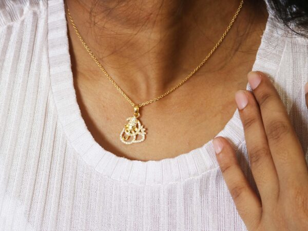 Natural Diamond Om with Ganesha Religious Pendant Necklace Gift For Her - Image 4