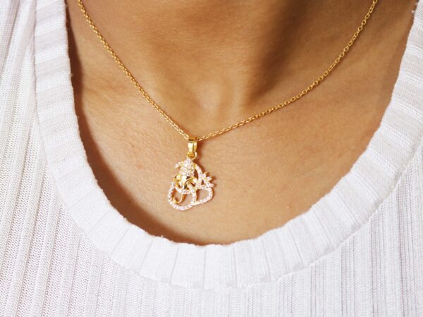 Natural Diamond Om with Ganesha Religious Pendant Necklace Gift For Her - Image 5