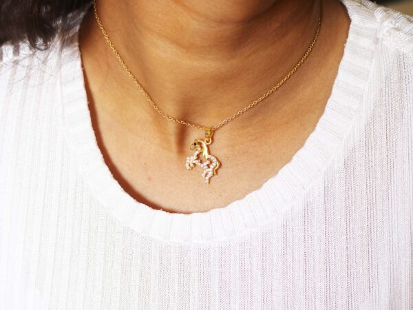 Diamond Horse 14k Solid Yellow Gold Pendant Necklace For Her - Image 3