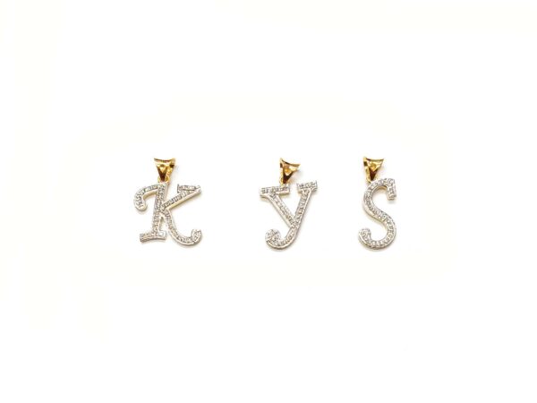 Natural Diamond Alphabet 14k Gold Pendant - Custom Name Alphabet Pendant Gift