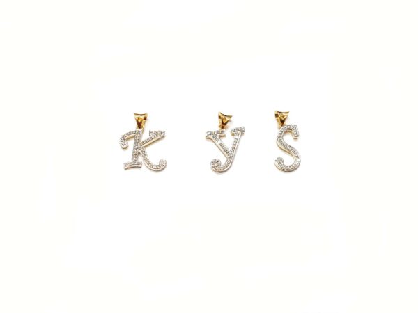 Natural Diamond Alphabet 14k Gold Pendant - Custom Name Alphabet Pendant Gift - Image 2