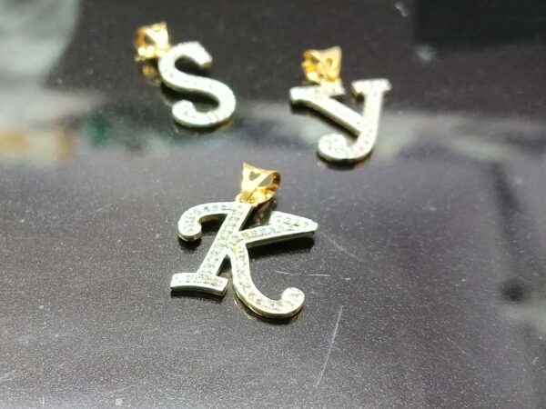 Natural Diamond Alphabet 14k Gold Pendant - Custom Name Alphabet Pendant Gift - Image 4