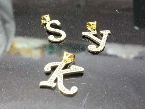 Natural Diamond Alphabet 14k Gold Pendant - Custom Name Alphabet Pendant Gift - Image 3