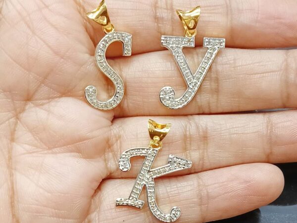 Natural Diamond Alphabet 14k Gold Pendant - Custom Name Alphabet Pendant Gift - Image 6