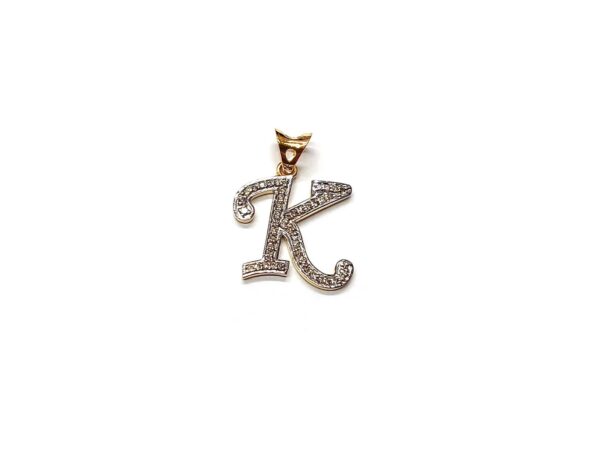 Natural Diamond Alphabet 14k Gold Pendant - Custom Name Alphabet Pendant Gift - Image 11