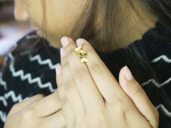18k Yellow Gold Diamond Butterfly Stud Earrings For Women - Image 3