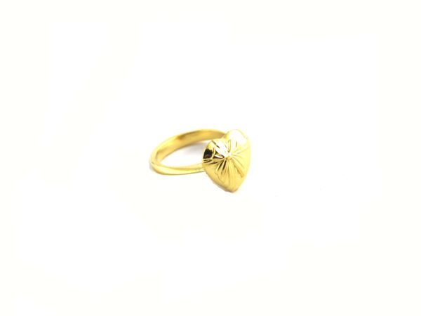 18k Solid Yellow Gold Love Heart with Bow Ring For Women Gift - Image 8