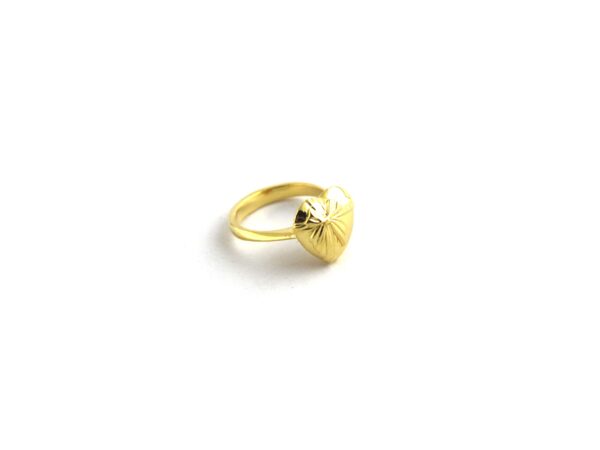 18k Solid Yellow Gold Love Heart with Bow Ring For Women Gift - Image 7