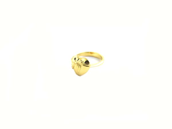 18k Solid Yellow Gold Love Heart with Bow Ring For Women Gift - Image 6