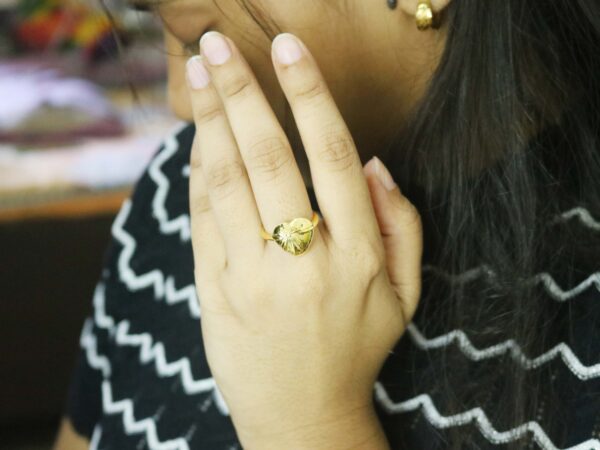 18k Solid Yellow Gold Love Heart with Bow Ring For Women Gift - Image 2