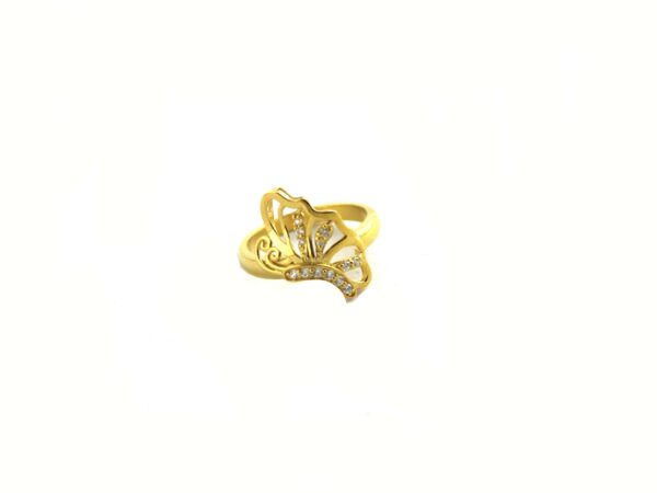14k Yellow Gold Real Diamond Butterfly Ring - Engagement Wedding Promise Ring For Her - Image 7